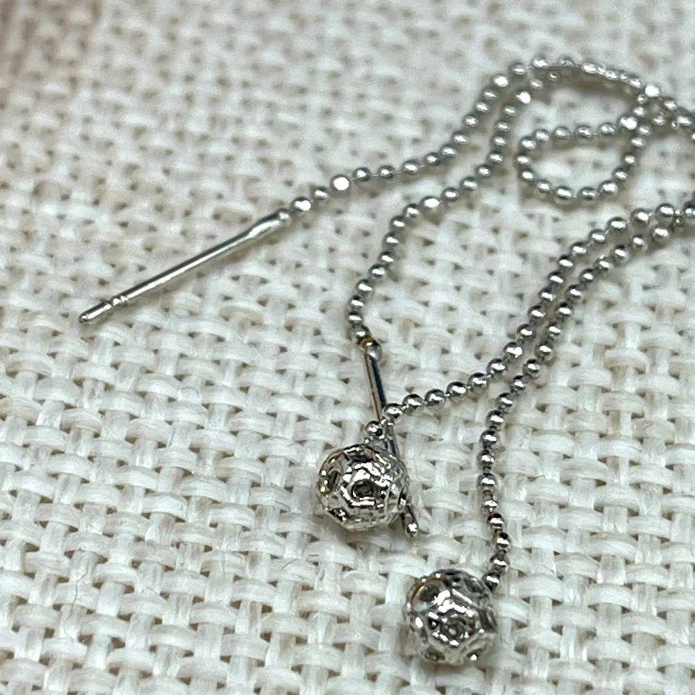 Vintage Platinum-Plated Threader Earrings Lightweight Dangle